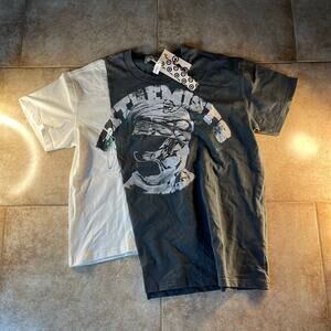Y2k Streetwear Graphic Print T-Shirt Black White Tee size L